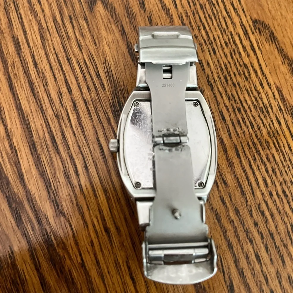 Fossil Blue Watch‎ AM-3659 Mens 40mm Case Date Bracelet Band Quartz Three Hands